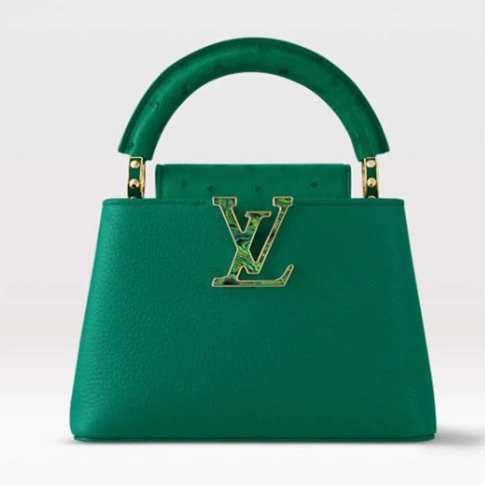 Medium - sized Louis Vuitton tote bags for work and shoppingLouis Vuitton LV Women Capucines Mini Handbag Emerald Green Mint Taurillon