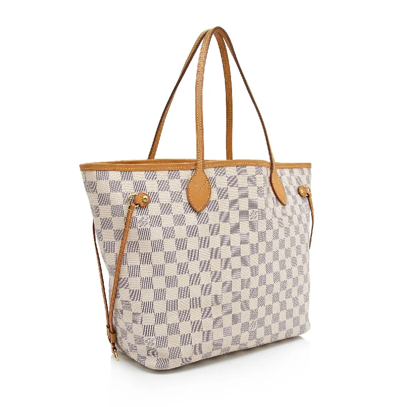 Ladies Louis Vuitton shoulder bags with a tassel decoration for charmLouis Vuitton Damier Azur Neverfull MM Tote (SHF-76IDSl)