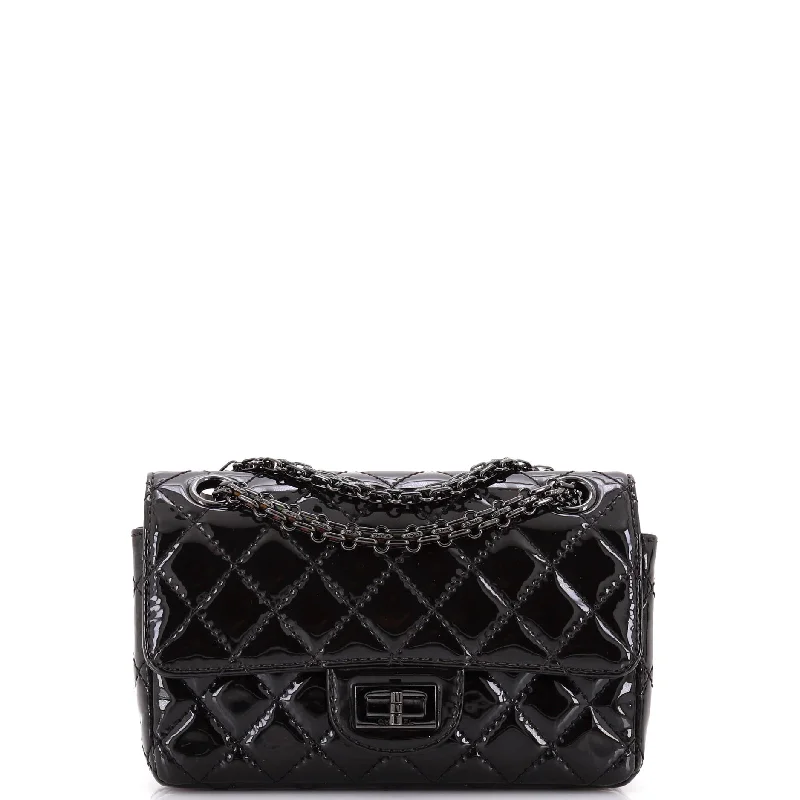 Chanel Black Handbag for Business MeetingsSo Black Reissue 2.55 Flap Bag Quilted Patent Mini