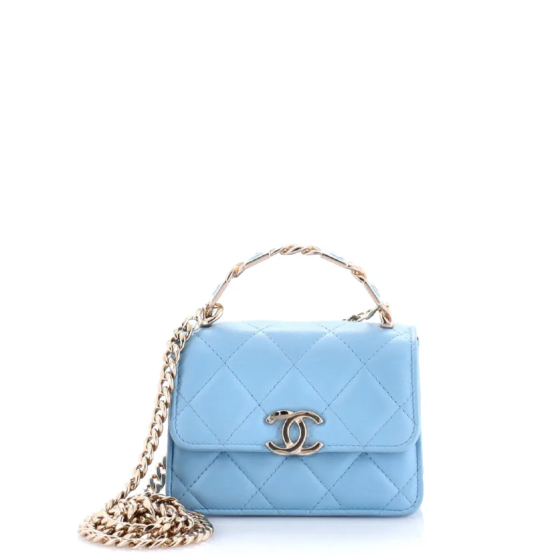 Chanel Medium Tote Bag for Office LadiesCoco Enamel Top Handle Flap Clutch with Chain Quilted Lambskin