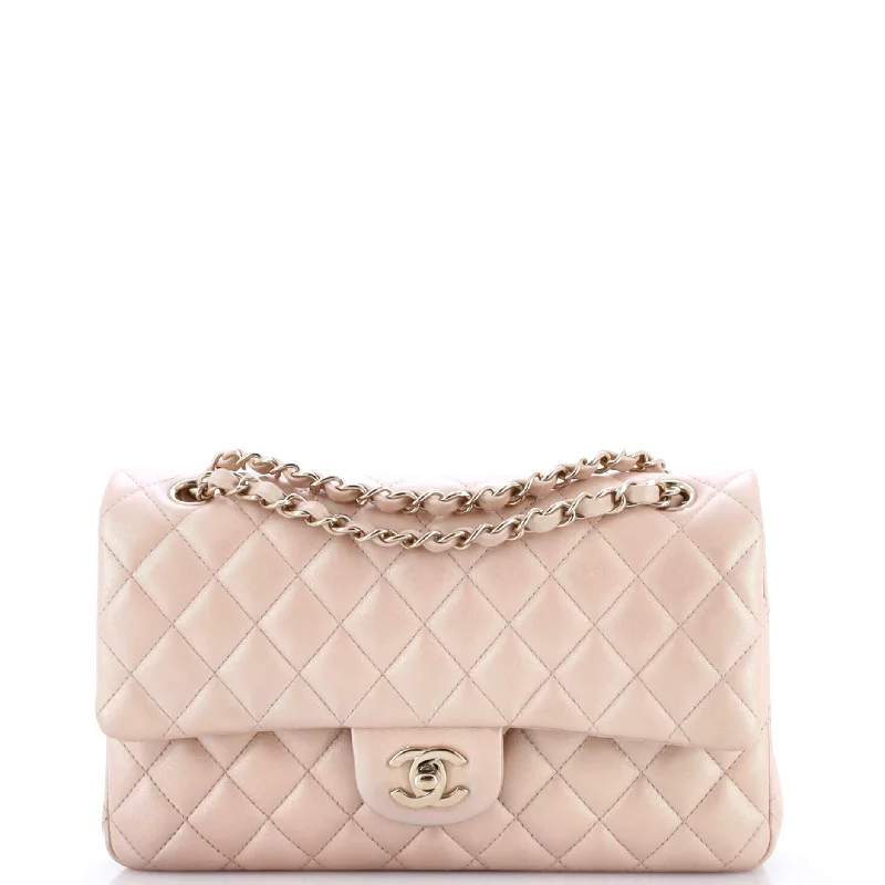 Chanel Luxury Handbag for High - End EventsClassic Double Flap Bag Quilted Iridescent Lambskin Medium