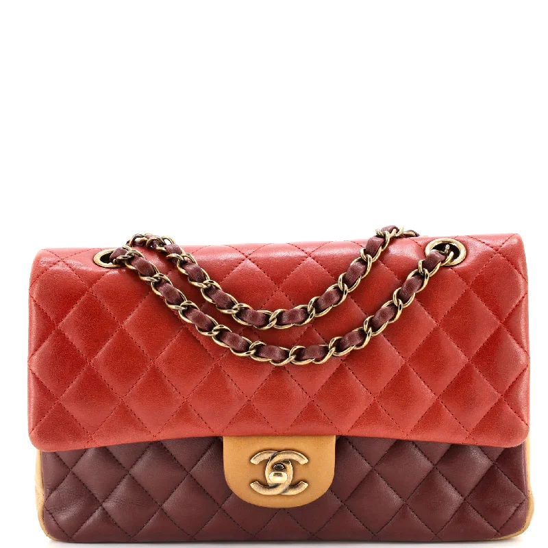 Chanel New Arrival Handbag with Gold HardwareTricolor Classic Double Flap Bag Quilted Lambskin Medium