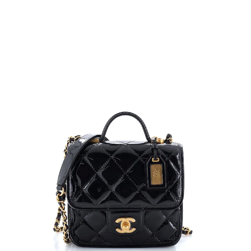 Chanel Classic Flap Bag for Evening PartySchool Memory Top Handle Flap Bag Quilted Patent Mini