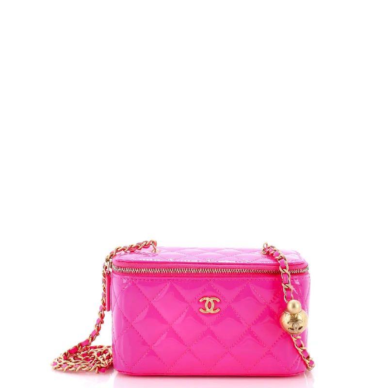 Chanel Luxury Handbag for High - End EventsPearl Crush Vanity Case with Chain Quilted Patent Small