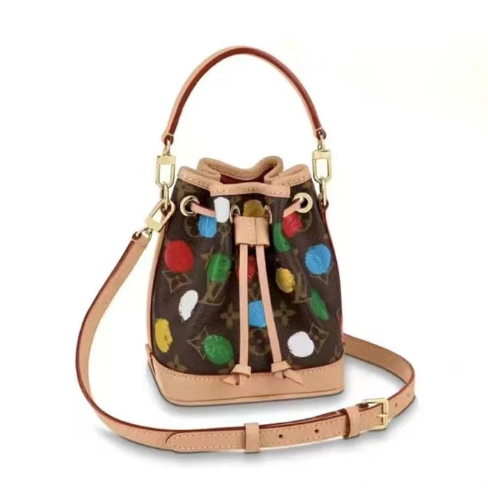 Ladies Louis Vuitton shoulder bags with a wide - width strap for comfortLouis Vuitton LV Women Nano Noé Monogram Coated Canvas 3D Painted Dots Print