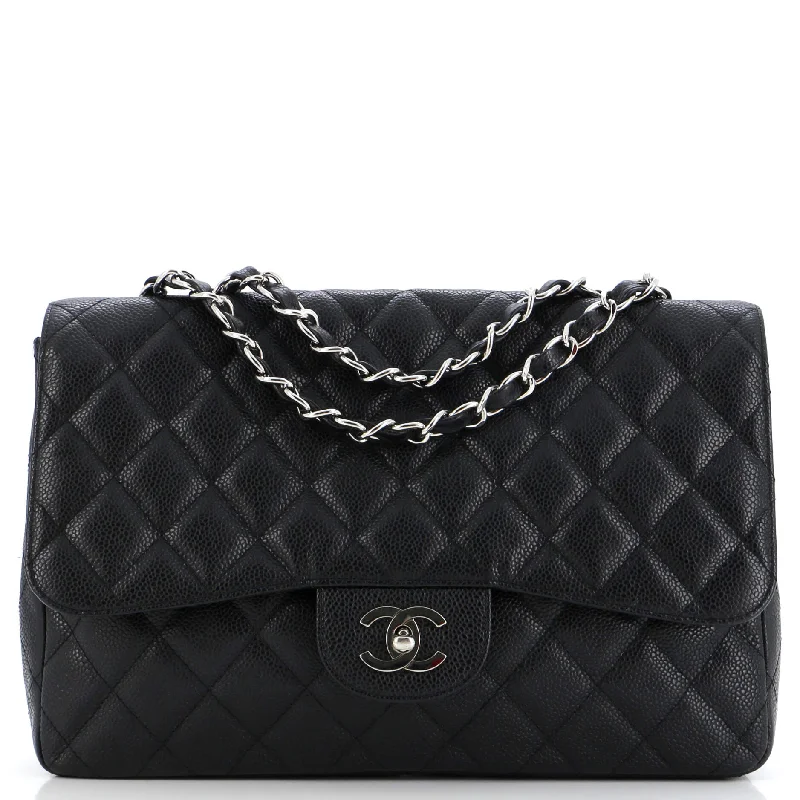 Chanel Classic Flap Bag for Evening PartyClassic Single Flap Bag Quilted Caviar Jumbo