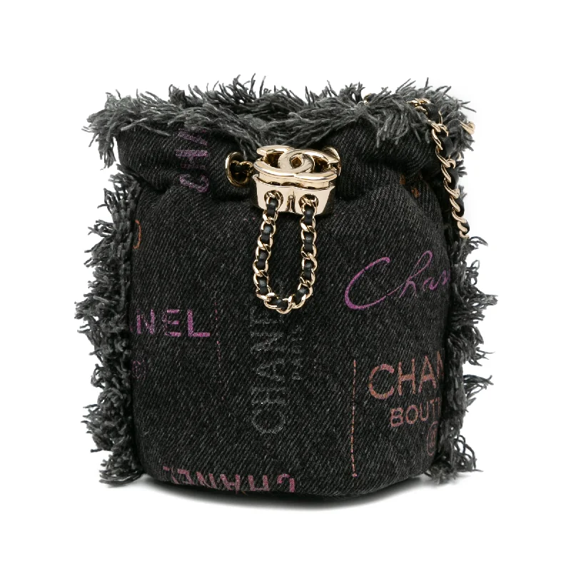 Chanel Handbag with Adjustable Strap for ComfortGray Chanel Mini Denim Mood Bucket with Chain