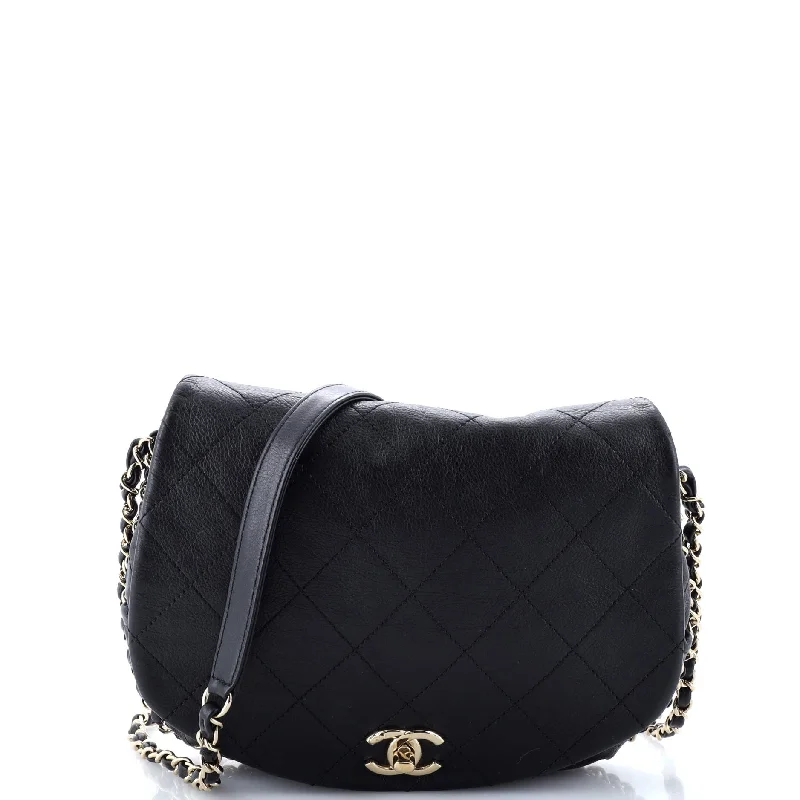 Chanel Luxury Handbag for High - End EventsChain Around Saddle Flap Bag Quilted Calfskin Small