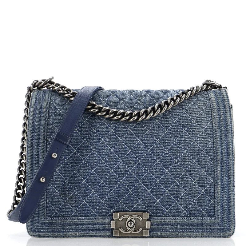 Chanel Luxury Handbag for High - End EventsBoy Flap Bag Quilted Denim Large