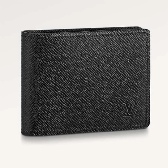 Louis Vuitton bags with a magnetic snap closure for easy accessLouis Vuitton Unisex Multiple Wallet Black Taiga Cowhide Leather