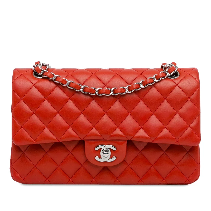 Chanel Quilted Leather Shoulder Bag for FashionistasRed Chanel Medium Classic Lambskin Double Flap Shoulder Bag