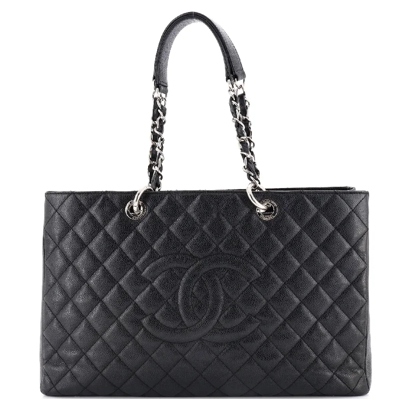 Chanel Black Handbag for Business MeetingsGrand Shopping Tote Quilted Caviar XL