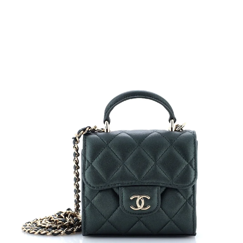 Chanel Small Crossbody Bag for TravelSquare Classic Flap Top Handle Clutch with Chain Quilted Lambskin