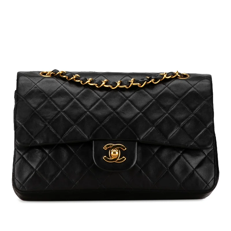 Chanel All - Match Handbag for Versatile StylingBlack Chanel Medium Classic Lambskin Double Flap Shoulder Bag