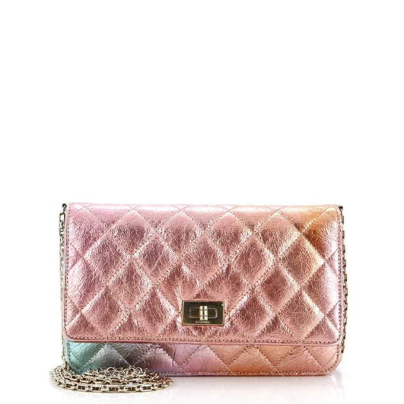 Chanel Colorful Handbag for Spring OutfitsRainbow Reissue 2.55 Wallet on Chain Quilted Multicolor Metallic Goatskin