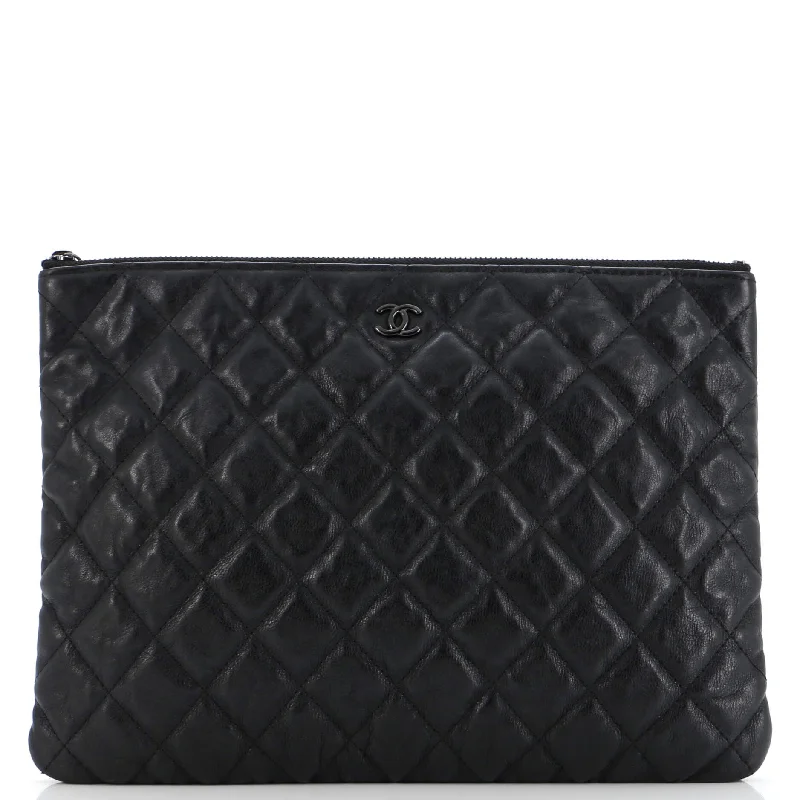 Chanel Vintage Inspired Handbag for Retro LoversO Case Clutch Quilted Crumpled Calfskin Medium