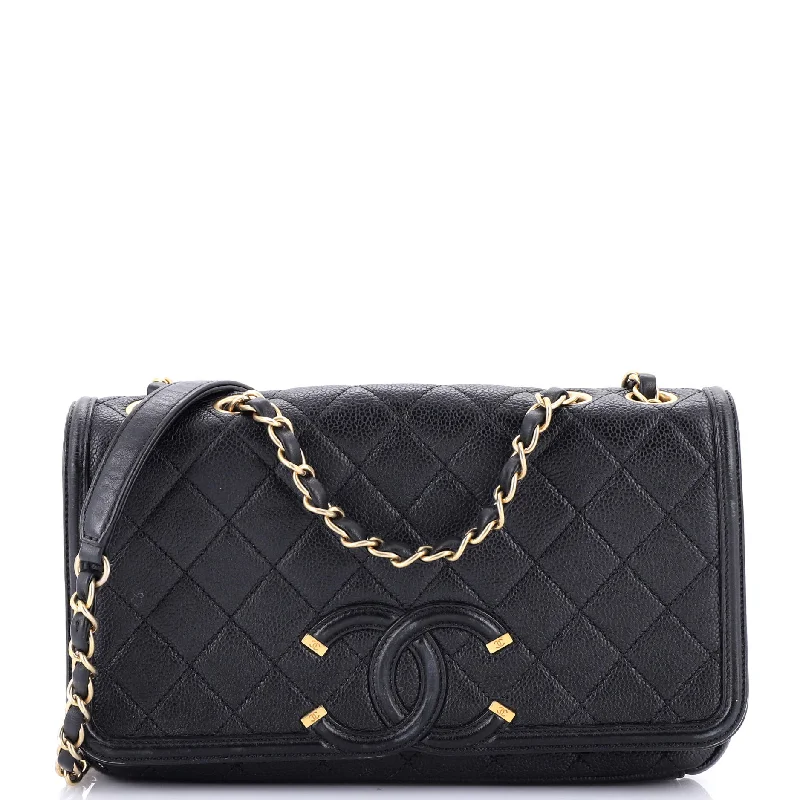 Chanel Lightweight Handbag for Daily ErrandsFiligree Flap Bag Quilted Caviar Medium