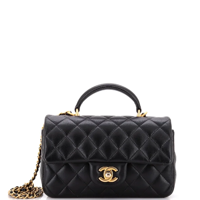 Chanel Small Crossbody Bag for TravelClassic Single Flap Top Handle Bag Quilted Lambskin Mini