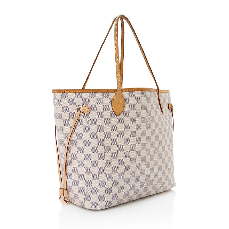 Louis Vuitton backpacks with a padded laptop compartment for travelLouis Vuitton Damier Azur Neverfull MM Tote (SHF-21930)