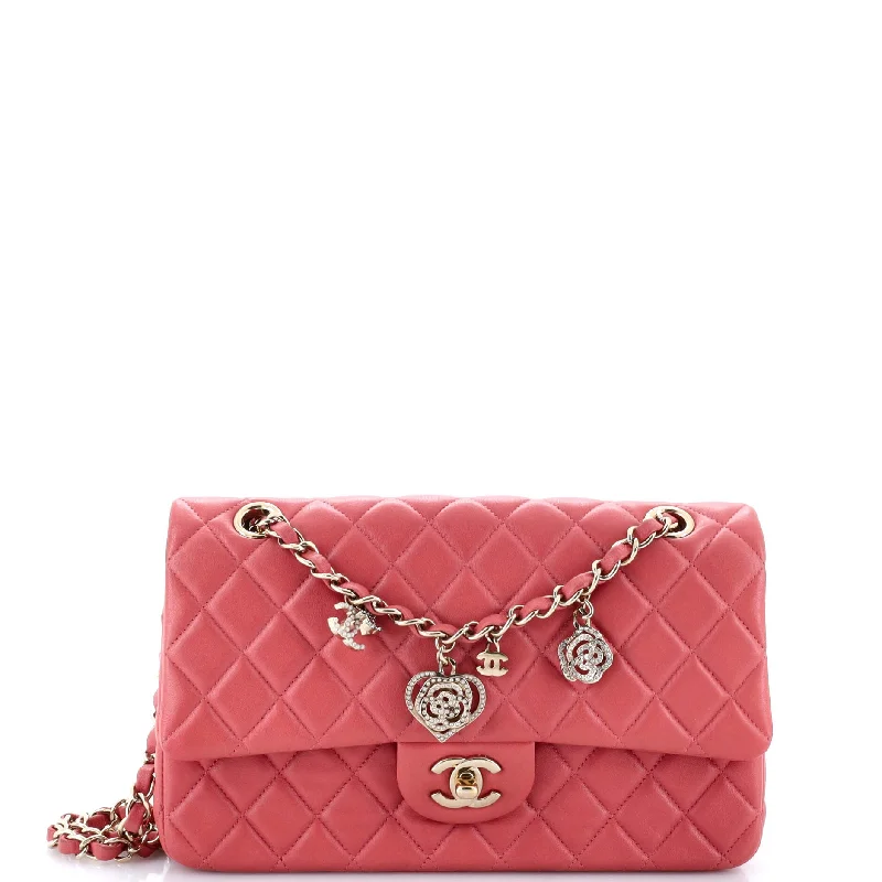 Chanel Classic Flap Bag for Evening PartyValentine Crystal Hearts Flap Bag Quilted Lambskin Medium