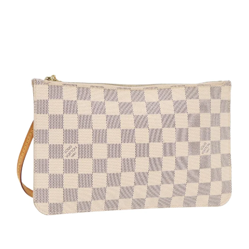 Ladies Louis Vuitton Petite Malle bags with a star - shaped charm for cutenessLOUIS VUITTON Damier Azur Neverfull MM Pouch Pouch LV Auth 88330