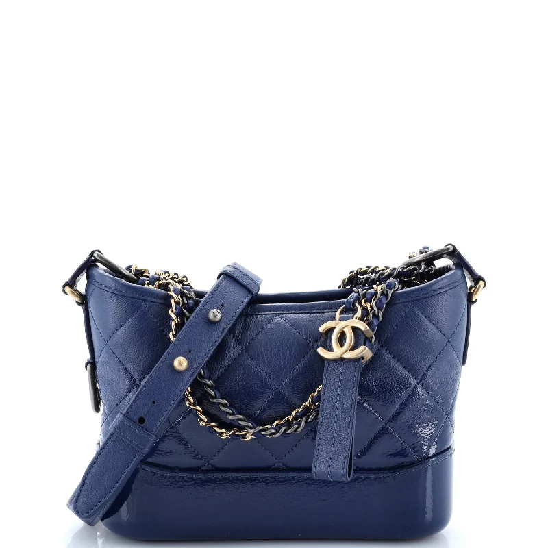 Chanel Chain Strap Handbag for Everyday UseGabrielle Hobo Quilted Goatskin and Patent Small