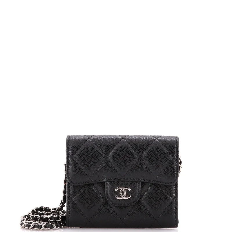 Chanel Luxury Handbag for High - End EventsClassic Flap Card Holder on Chain Quilted Caviar Mini