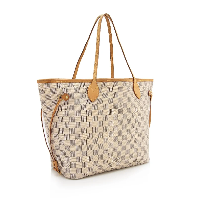 Ladies Louis Vuitton shoulder bags with a single - handle silhouetteLouis Vuitton Damier Azur Neverfull MM Tote (SHF-22672)