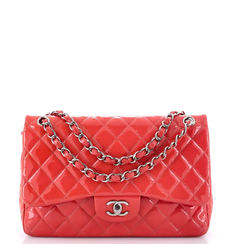 Chanel Colorful Handbag for Spring OutfitsClassic Double Flap Bag Quilted Patent Jumbo