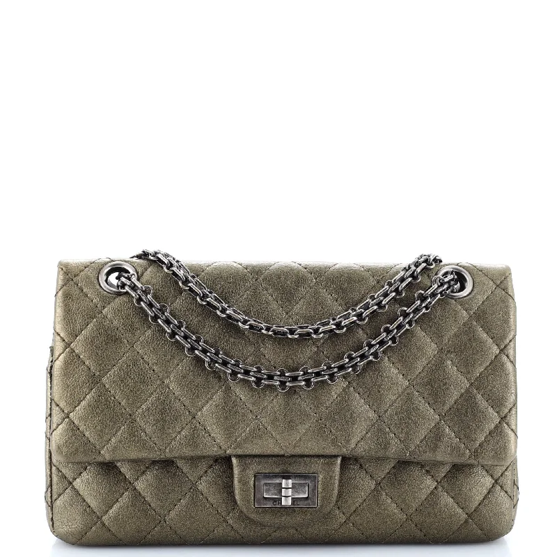 Chanel Classic Flap Bag for Evening PartyReissue 2.55 Flap Bag Quilted Metallic Calfskin 225