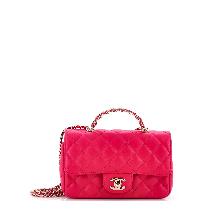 Chanel Limited Edition Handbag for CollectorsCrystal Chain Flap Top Handle Bag Quilted Lambskin Small