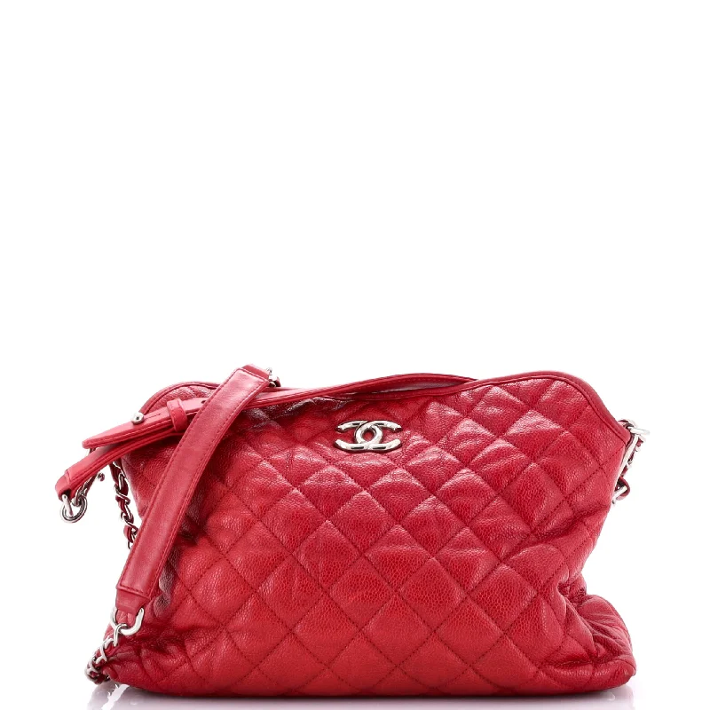 Chanel Handbag with Adjustable Strap for ComfortFrench Riviera Hobo Quilted Caviar Small