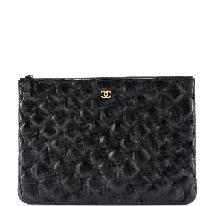 Chanel All - Match Handbag for Versatile StylingO Case Clutch Pixel Effect Quilted Calfskin Medium