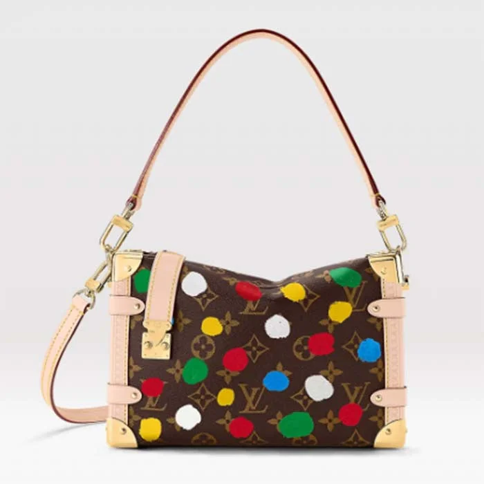 Louis Vuitton Alma bags with a monogram - embossed leather surfaceLouis Vuitton Unisex LVxYK Side Trunk Monogram Coated Canvas 3D Painted Dots Print