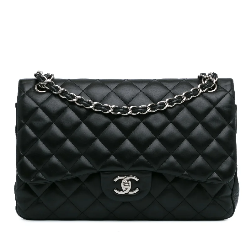 Chanel Vintage Inspired Handbag for Retro LoversBlack Chanel Jumbo Classic Lambskin Double Flap Shoulder Bag