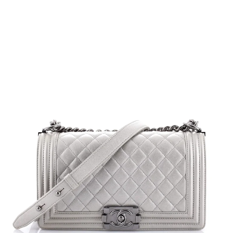 Chanel All - Match Handbag for Versatile StylingBoy Flap Bag Quilted Caviar Old Medium