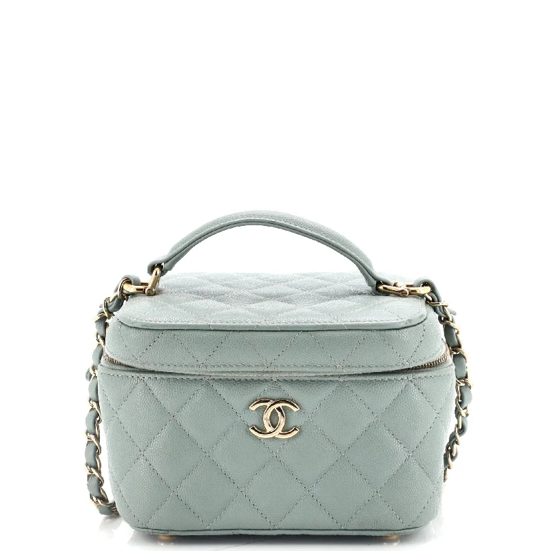 Chanel Lightweight Handbag for Daily ErrandsCC Top Handle Vanity Case with Chain Quilted Caviar Mini