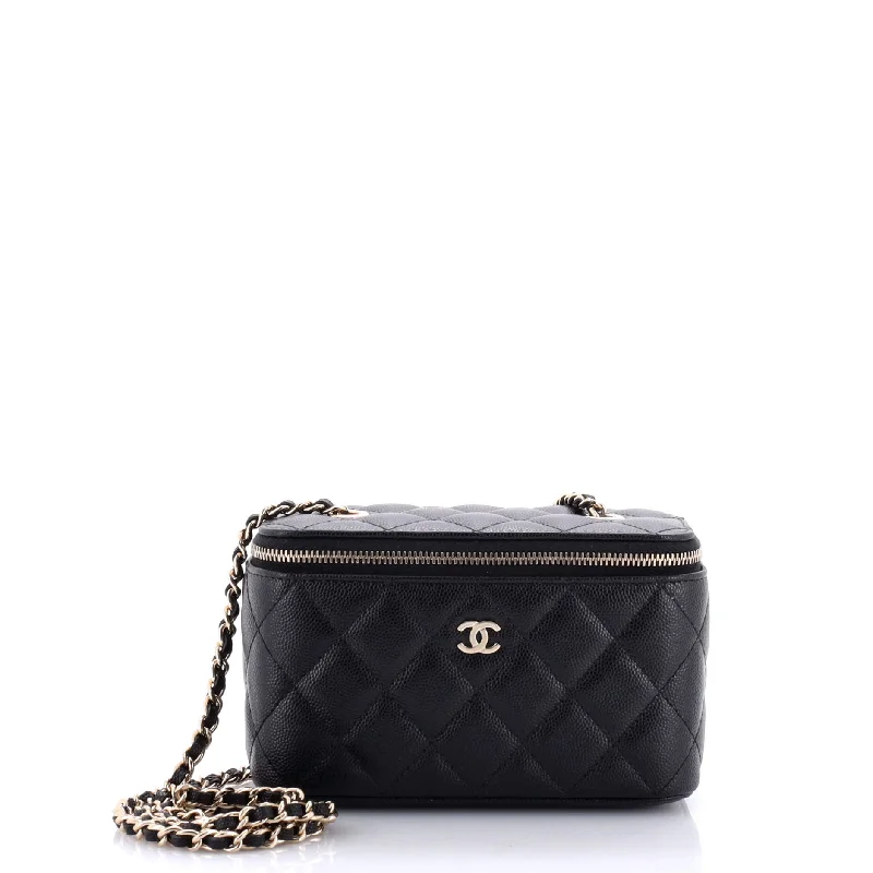 Chanel Quilted Leather Shoulder Bag for FashionistasClassic Vanity Case with Chain Quilted Caviar Small