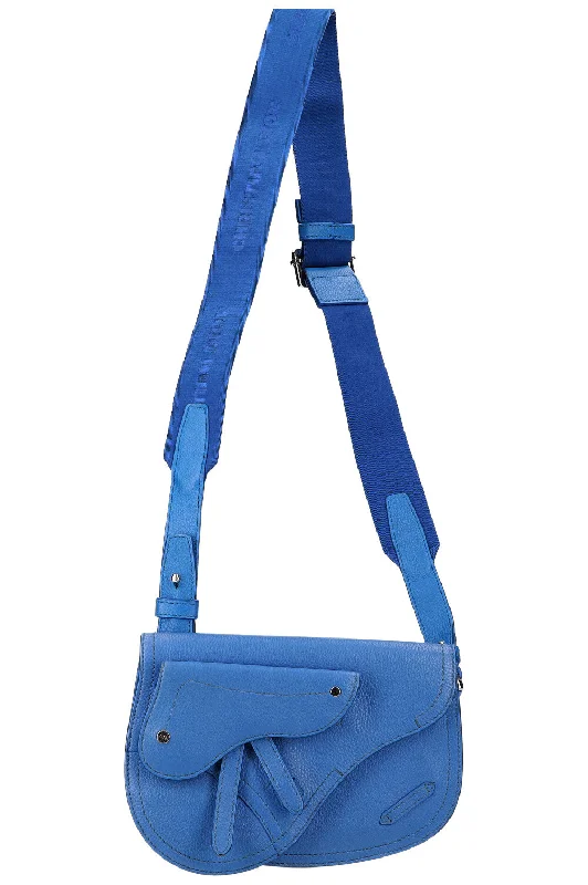 Christian Dior backpacks with a sleek, minimalist silhouetteCHRISTIAN DIOR Saddle Messenger Pouch Leather Blue