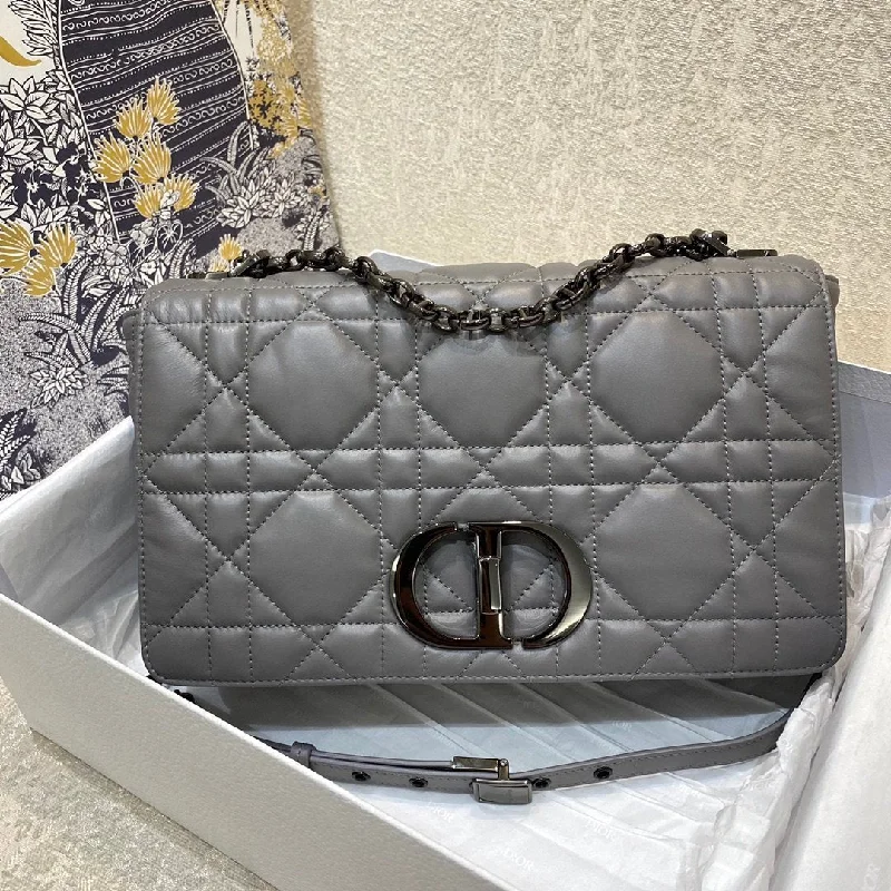 Christian Dior crossbody bags with a front - flap pocket for easy accessChristian Dior Large Caro Bag Grey Padded Macrocannage, Dark Grey