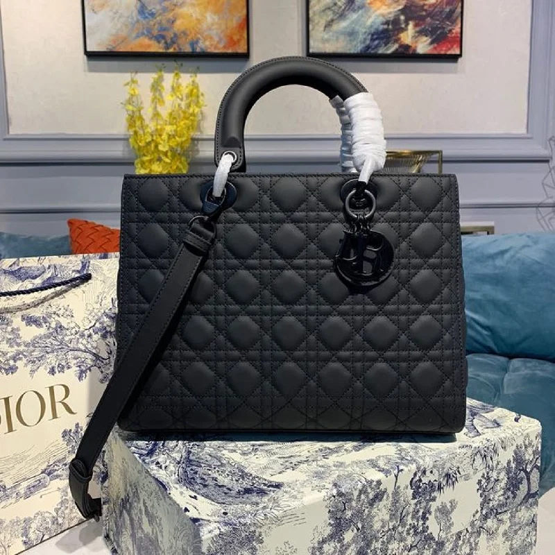 Contemporary Christian Dior handbags with a unique shapeChristian Dior Large Lady Bag Black For Women 12.5in/32cm