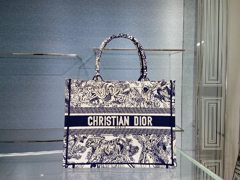 Christian Dior handbags with a snap - button closure and a decorative buckleChristian Dior MeChristian Diorum Book Tote Blue,