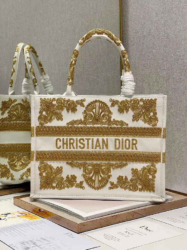 Christian Dior crossbody bags with a front - flap pocket for easy accessChristian Dior MeChristian Diorum Book Tote Gold And White, For Women,  Handbags 14in/36cm