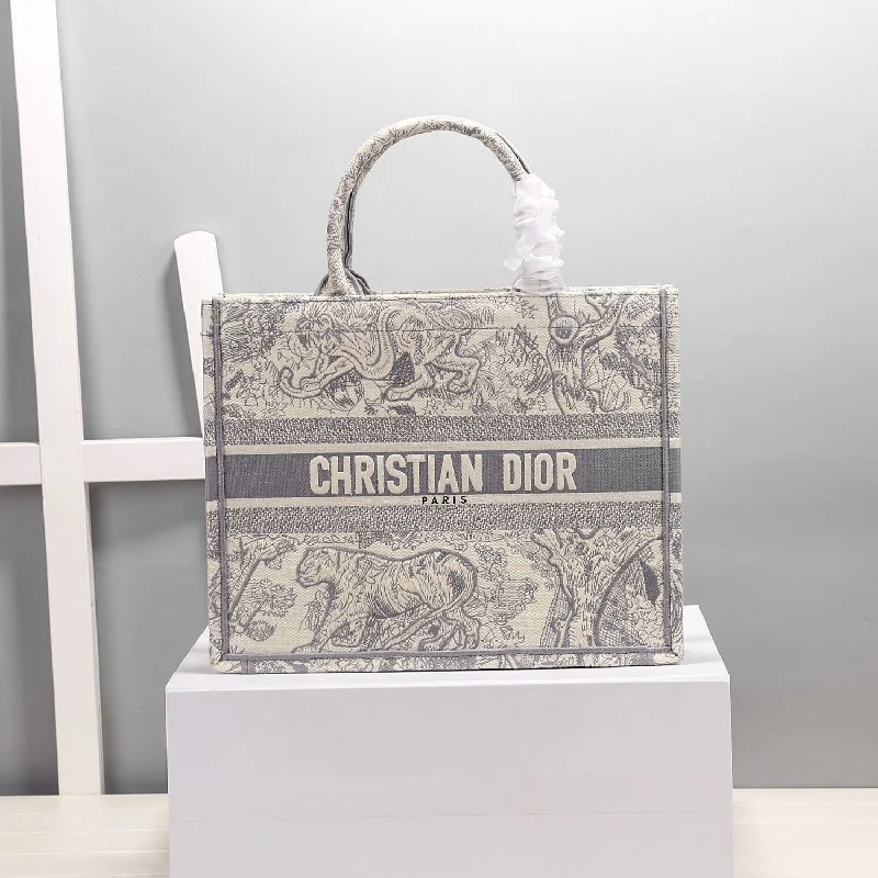 Christian Dior tote bags with a printed Dior logo on the frontChristian Dior MeChristian Diorum Book Tote Gray