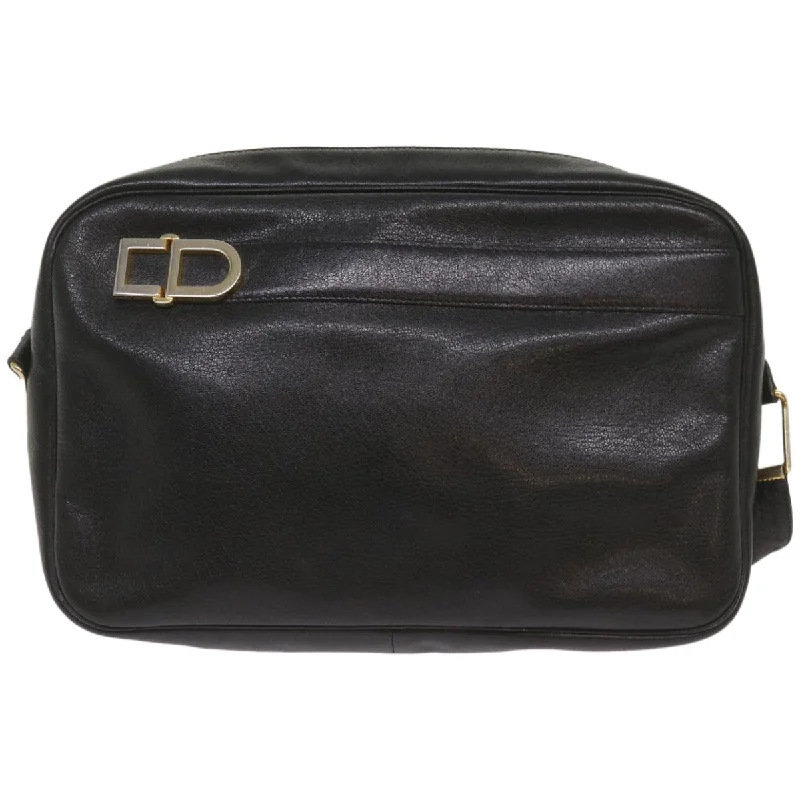 Christian Dior Saddle bags with a patent leather finish for a shiny lookCHRISTIAN DIOR Shoulder Bag Leather Black Auth 68230