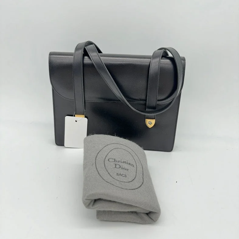 Christian Dior bags with a detachable coin purse insideChristian Dior Black Leather Shoulder Bag Medium