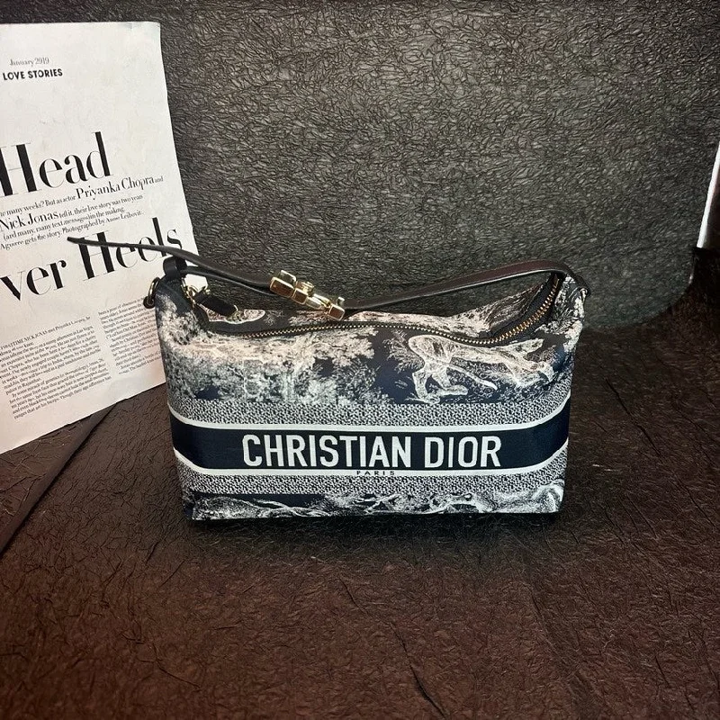 Stylish Christian Dior shoulder bags with a tassel - adorned zipperChristian Dior Blue Toile de Jouy Lunch Box Bag 24cm