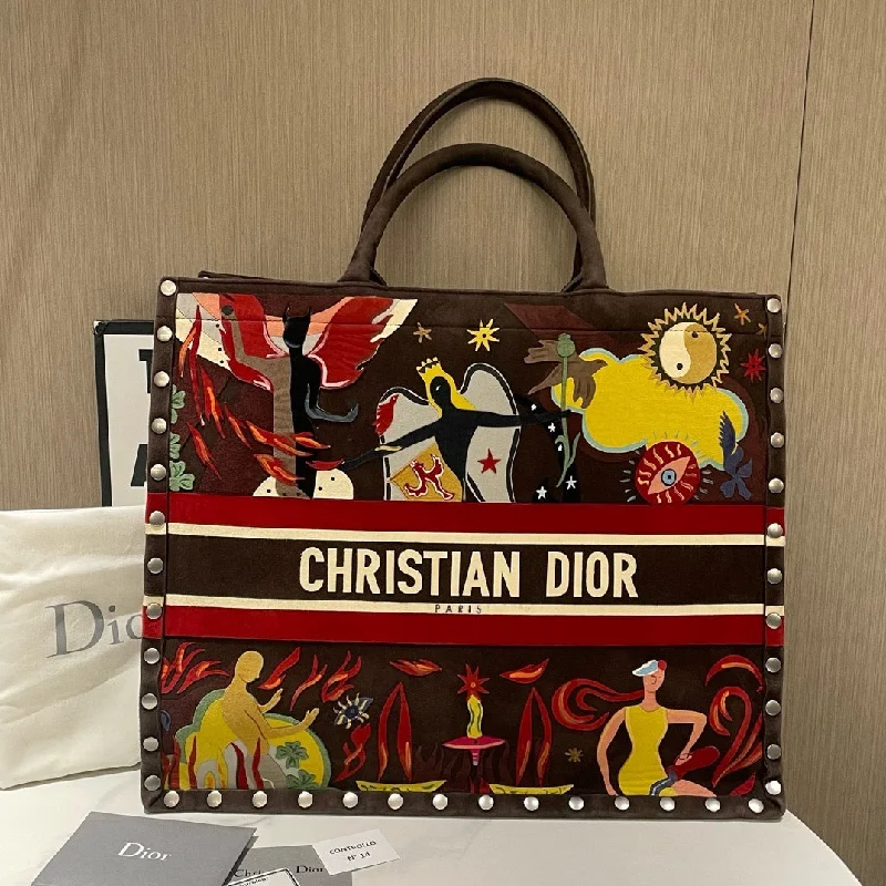 Christian Dior bags with a quilted pattern and gold - toned hardwareChristian Dior Brown Multi-Color Book Tote GM Limited Edition 2018