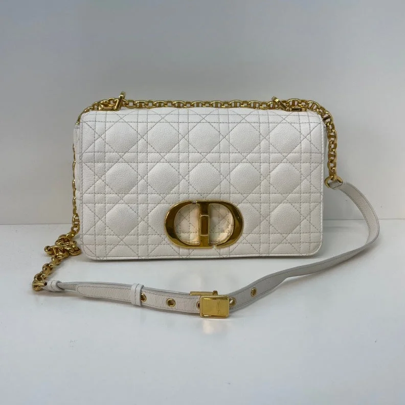 Christian Dior crossbody bags with a front - flap pocket for easy accessChristian Dior Caro White Calfskin Crossbody Bag