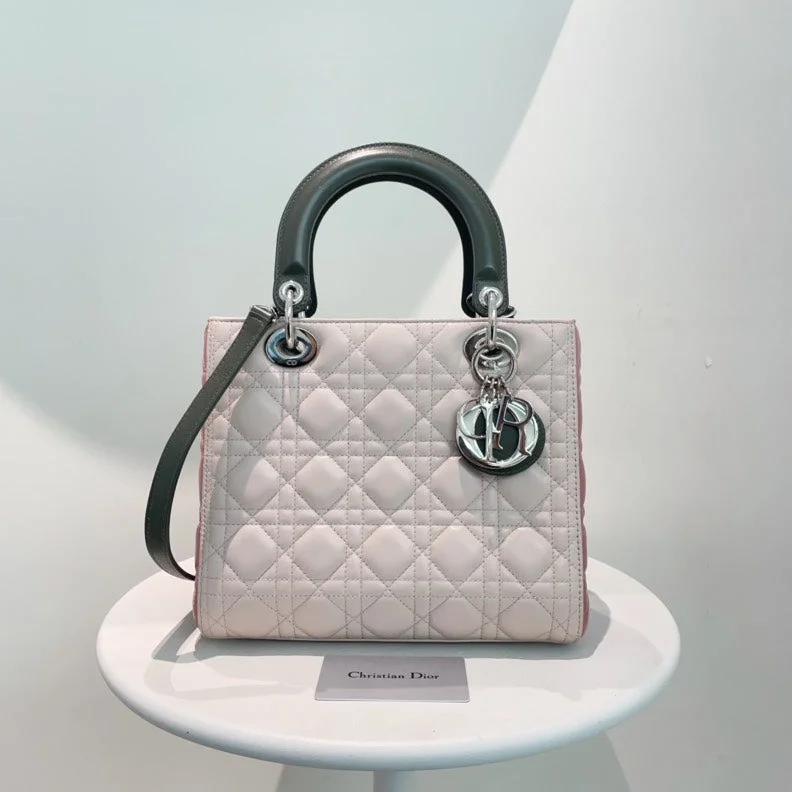 Fashion - forward Christian Dior tote bags for the modern womanChristian Dior Lady Dior Medium Gray Cannage Quilted Leather Bag